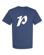 Alphabet P T-Shirt 9 inch calligraphy White ink, China Blue