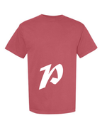 Alphabet P T-Shirt 9 inch calligraphy White ink, Crimson