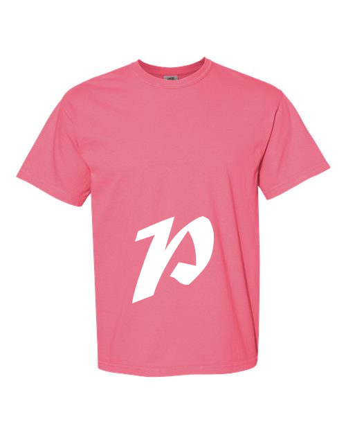 Alphabet P T-Shirt 9 inch calligraphy White ink, Crunchberry