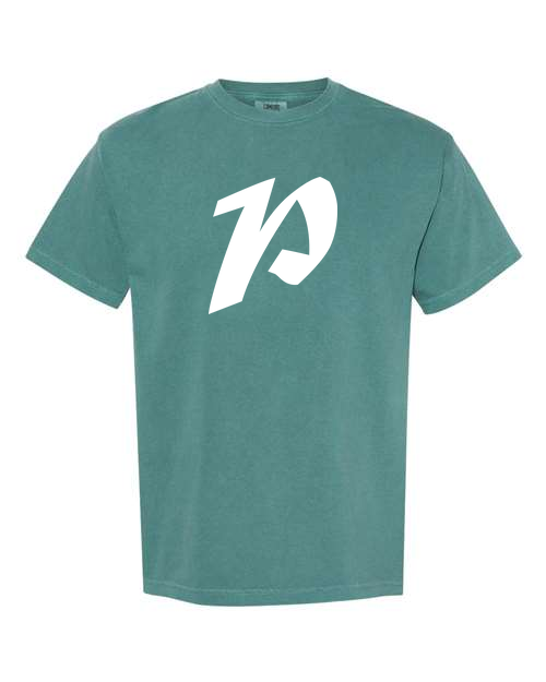 Alphabet P T-Shirt 9 inch calligraphy White ink, Emerald