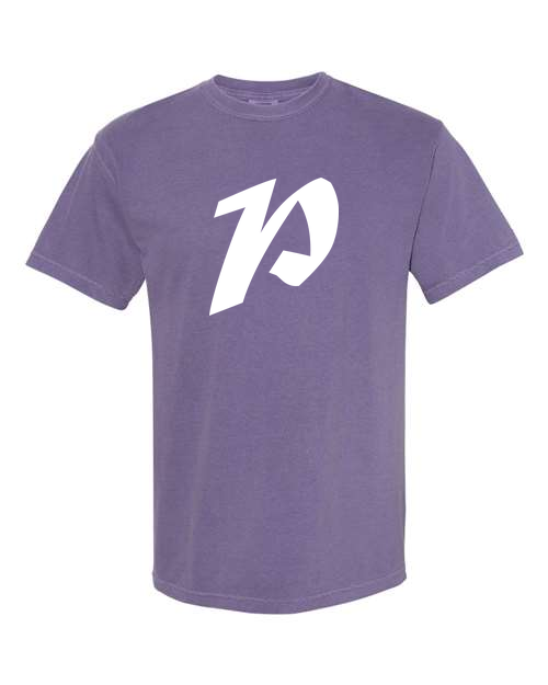 Alphabet P T-Shirt 9 inch calligraphy White ink, Grape