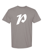 Alphabet P T-Shirt 9 inch calligraphy White ink, Grey