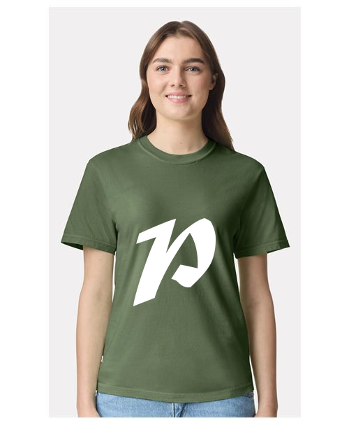 Alphabet P T-Shirt 9 inch calligraphy White ink, Hemp