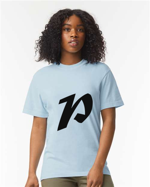 Alphabet P T-Shirt 9 inch calligraphy Black ink, Hydrangea