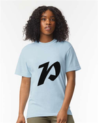 Alphabet P T-Shirt 9 inch calligraphy Black ink, Hydrangea