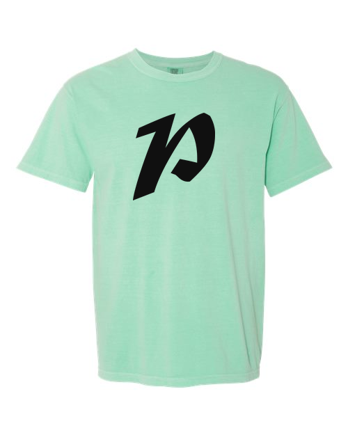 Alphabet P T-Shirt 9 inch calligraphy Black ink, Island Reef