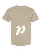 Alphabet P T-Shirt 9 inch calligraphy White ink, Khaki