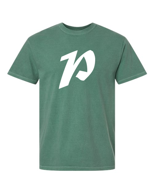 Alphabet P T-Shirt 9 inch calligraphy White ink, Light Green
