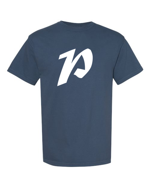 Alphabet P T-Shirt 9 inch calligraphy White ink, Midnight