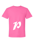 Alphabet P T-Shirt 9 inch calligraphy White ink, Neon Pink