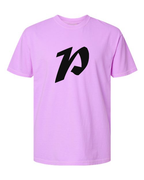 Alphabet P T-Shirt 9 inch calligraphy Black ink, Neon Violet