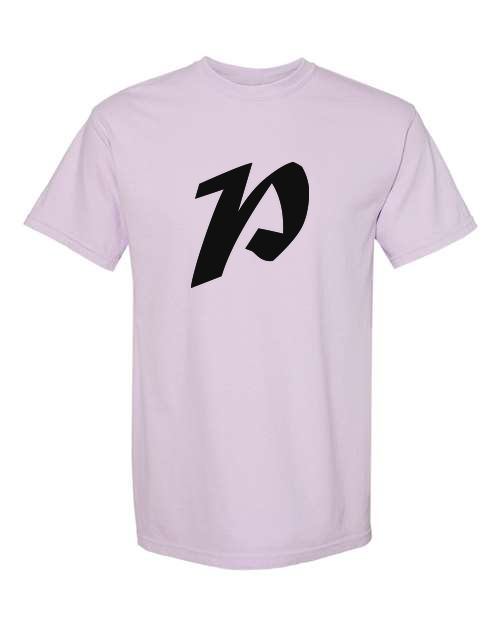 Alphabet P T-Shirt 9 inch calligraphy Black ink, Orchid