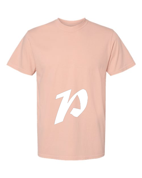 Alphabet P T-Shirt 9 inch calligraphy White ink, Peachy