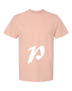 Alphabet P T-Shirt 9 inch calligraphy White ink, Peachy