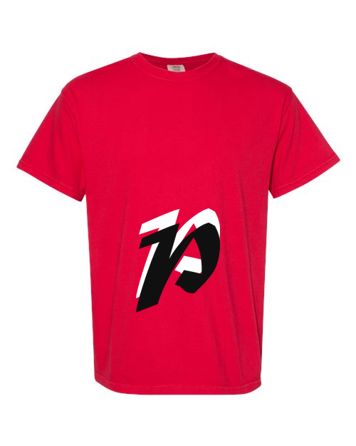 Alphabet P T-Shirt 9 inch calligraphy Black ink, Red