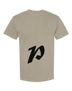 Alphabet P T-Shirt 9 inch calligraphy Black ink, Sandstone