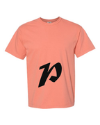 Alphabet P T-Shirt 9 inch calligraphy Black ink, Terracotta