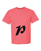 Alphabet P T-Shirt 9 inch calligraphy Black ink, Watermelon