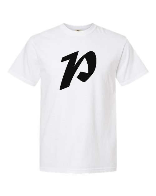 Alphabet P T-Shirt 9 inch calligraphy Black ink, White