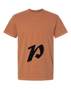 Alphabet P T-Shirt 9 inch calligraphy Black ink, Yam