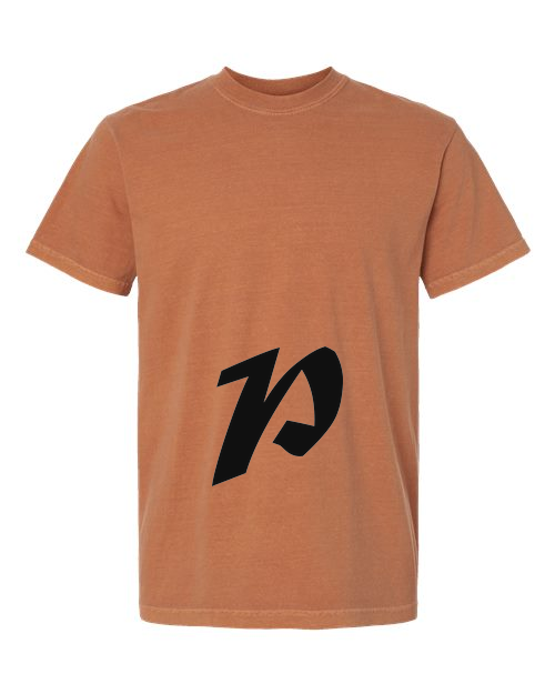 Alphabet P T-Shirt 9 inch calligraphy Black ink, Yam