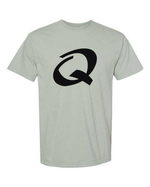 Alphabet Q T-Shirt 9 inch calligraphy Black ink, Bay