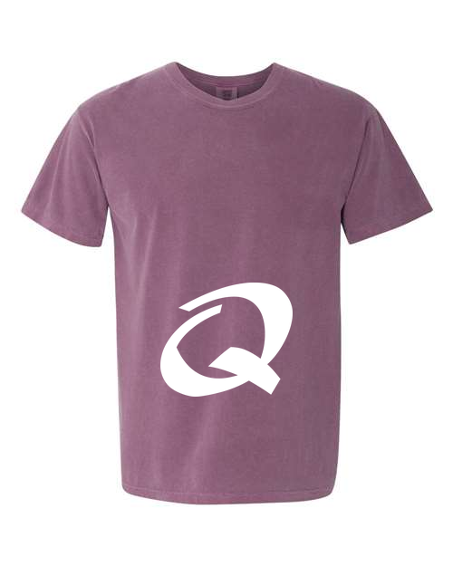 Alphabet Q T-Shirt 9 inch calligraphy White ink, Berry