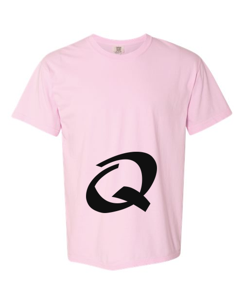 Alphabet Q T-Shirt 9 inch calligraphy Black ink, Blossom