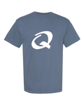 Alphabet Q T-Shirt 9 inch calligraphy White ink, Blue Jean