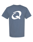 Alphabet Q T-Shirt 9 inch calligraphy White ink, Blue Jean