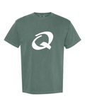 Alphabet Q T-Shirt 9 inch calligraphy White ink, Blue Spruce