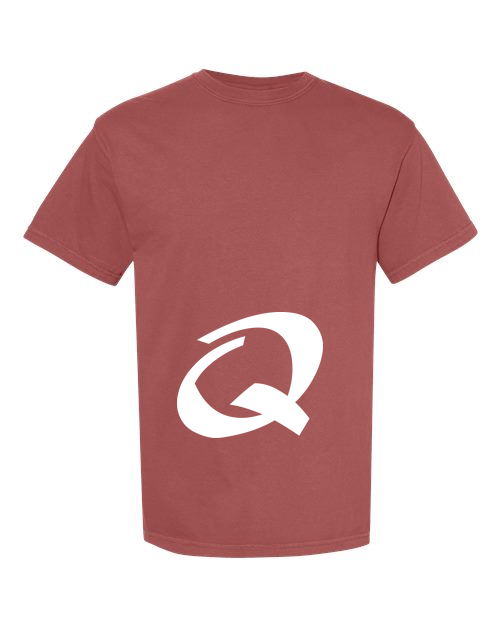 Alphabet Q T-Shirt 9 inch calligraphy White ink, Brick