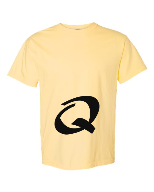 Alphabet Q T-Shirt 9 inch calligraphy Black ink, Butter