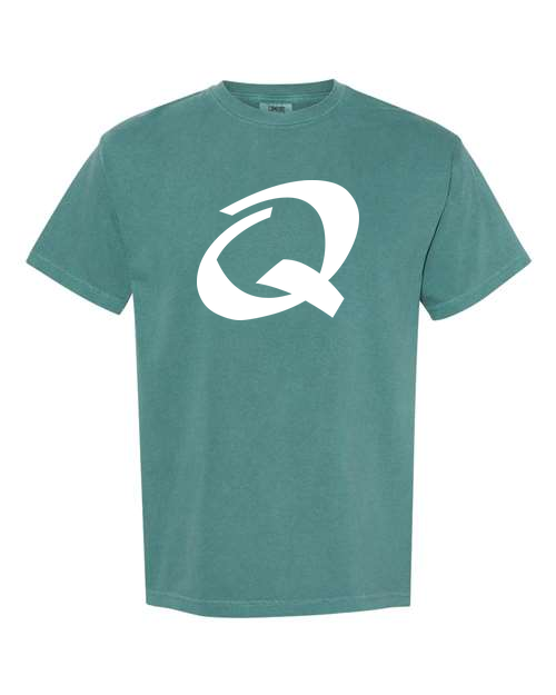 Alphabet Q T-Shirt 9 inch calligraphy White ink, Emerald