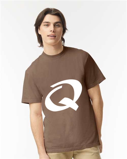 Alphabet Q T-Shirt 9 inch calligraphy White ink, Espresso