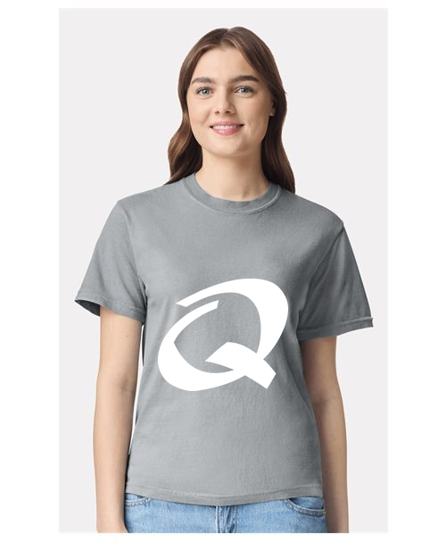 Alphabet Q T-Shirt 9 inch calligraphy White ink, Granite