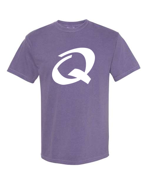Alphabet Q T-Shirt 9 inch calligraphy White ink, Grape