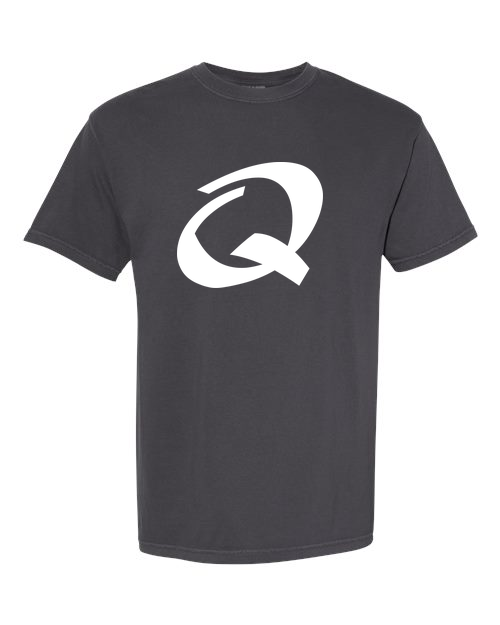Alphabet Q T-Shirt 9 inch calligraphy White ink, Graphite