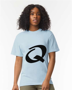 Alphabet Q T-Shirt 9 inch calligraphy Black ink, Hydrangea
