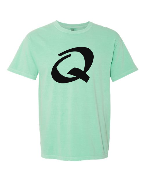Alphabet Q T-Shirt 9 inch calligraphy Black ink, Island Reef