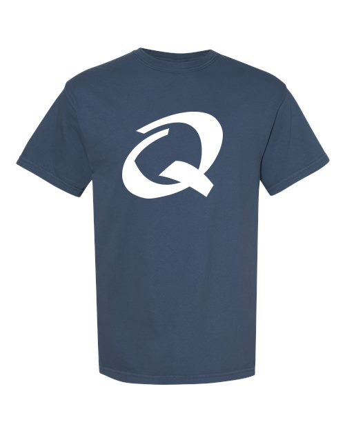 Alphabet Q T-Shirt 9 inch calligraphy White ink, Midnight