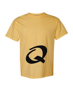 Alphabet Q T-Shirt 9 inch calligraphy Black ink, Mustard