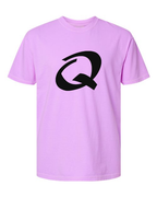 Alphabet Q T-Shirt 9 inch calligraphy Black ink, Neon Violet
