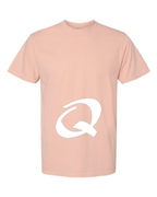 Alphabet Q T-Shirt 9 inch calligraphy White ink, Peachy