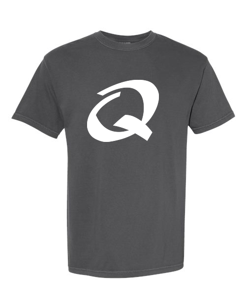 Alphabet Q T-Shirt 9 inch calligraphy White ink, Pepper