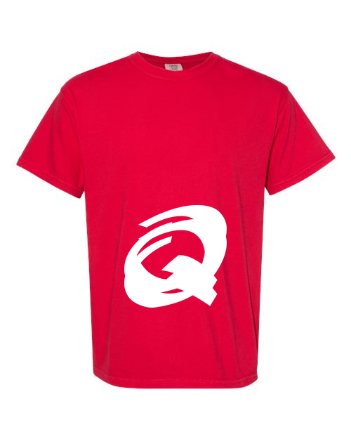 Alphabet Q T-Shirt 9 inch calligraphy White ink, Red