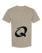 Alphabet Q T-Shirt 9 inch calligraphy Black ink, Sandstone
