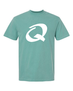Alphabet Q T-Shirt 9 inch calligraphy White ink, Seafoam