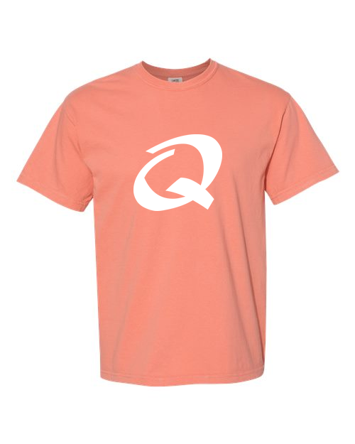 Alphabet Q T-Shirt 9 inch calligraphy Black ink, Terracotta