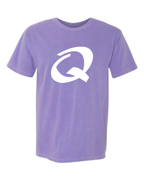 Alphabet Q T-Shirt 9 inch calligraphy White ink, Violet